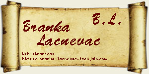 Branka Lačnevac vizit kartica